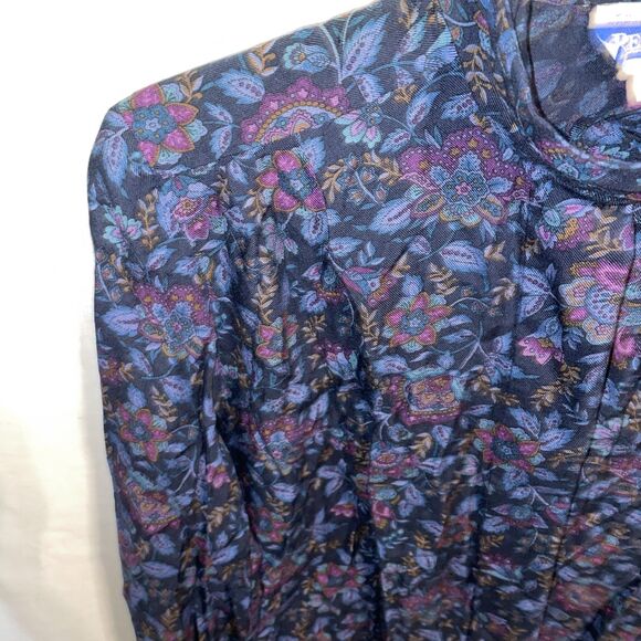 Pendleton Women’s Dressy Blouse Size 8 Petite Black Floral Going Out Party - Picture 5 of 12